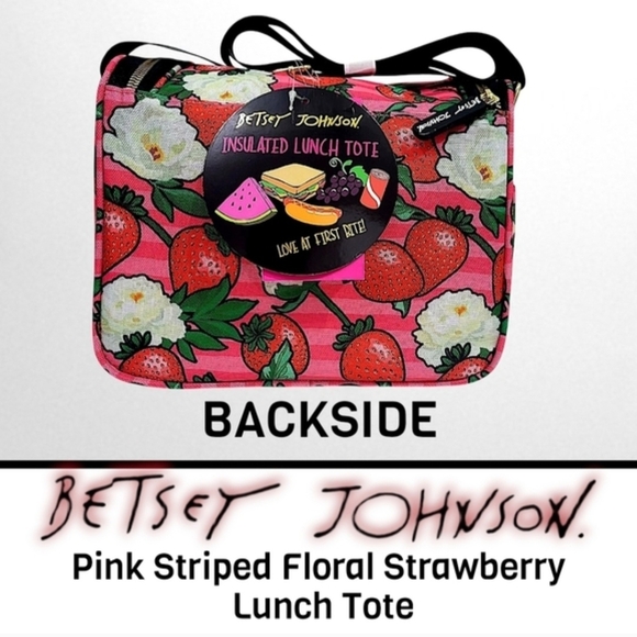 Betsey Johnson Pink Strawberry Insulated Lunch Tote - Picture 4 of 9
